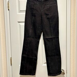 Black Flare Wide Leg Jeans with Deep Color